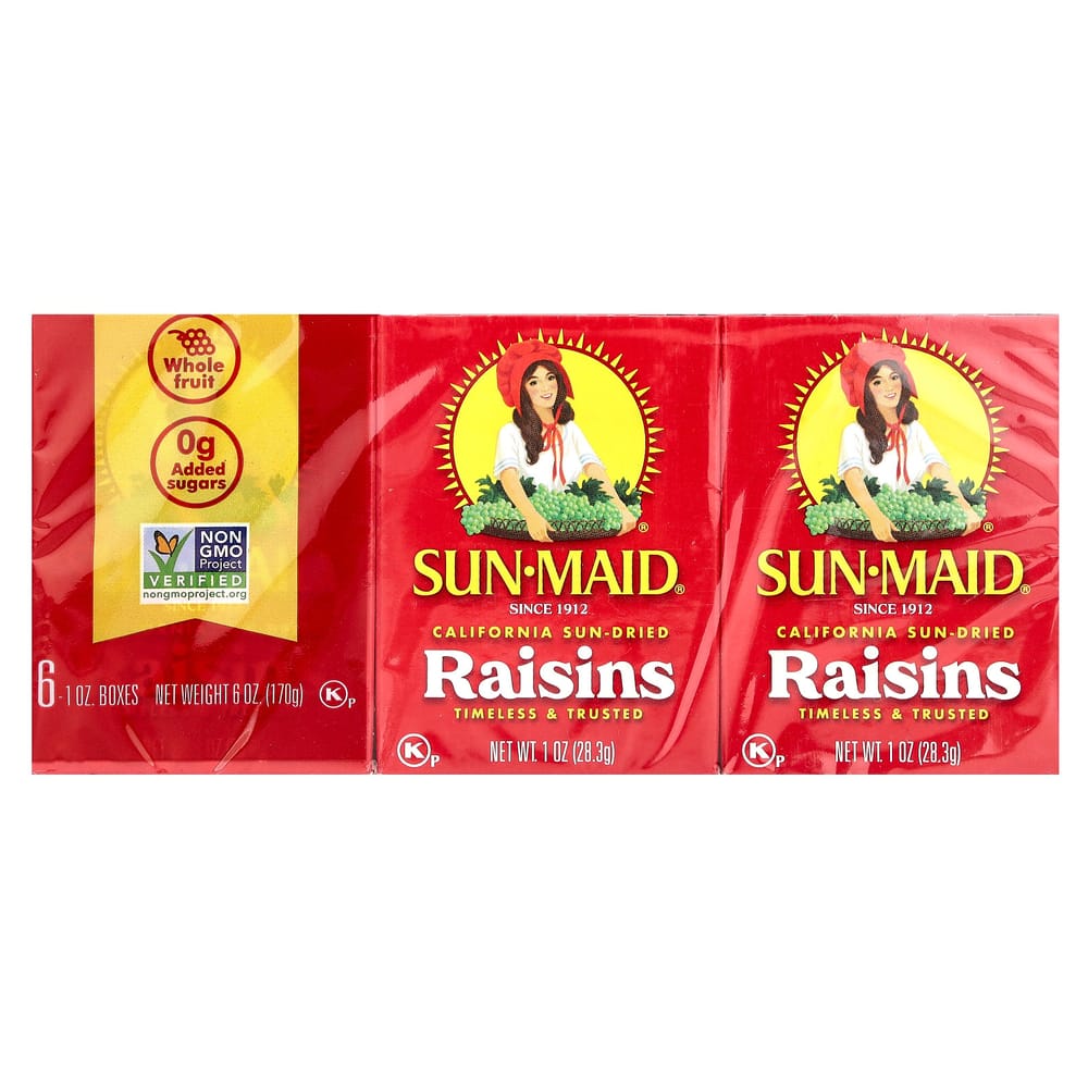 iHerb Sun-Dried California Raisins, 6 Boxes (1oz / 28.3g Each)