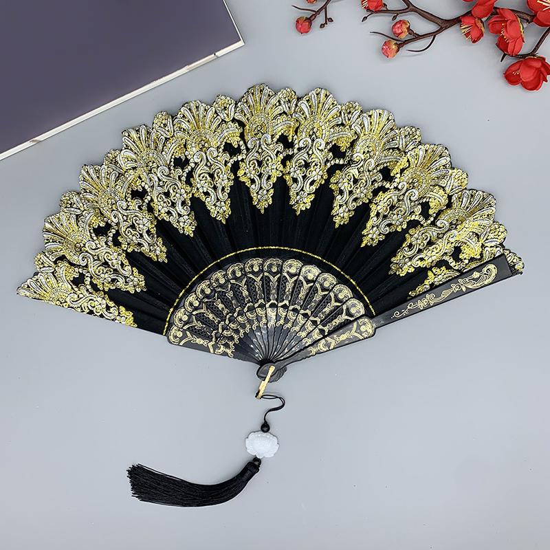 1PC Classica Gift Plastic Dance Performance Folding Colorful New Chinese Style Ancient Style Fan Elegant Carved Photography
