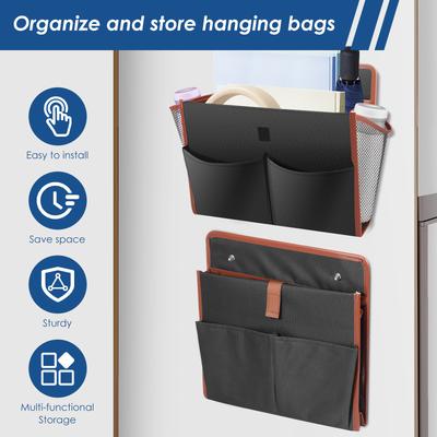 2Pcs Over the Door Organizer Bag Self Adhesive Folding Wall Hanging Bag with Mesh Pocket Desk Storage Bag for Bedroom RV Office