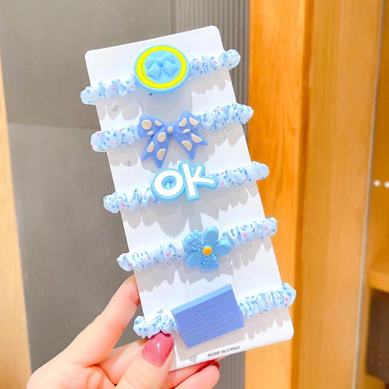 Cute Cartoon Hair Tie Set: 5-Piece Elastic Intestine Rings for High Ponytails & Buns
