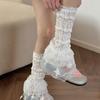 Women's Leg Warmer Fashion Ruffle Lace Leg Warmer Sheer Mesh Leg Socks Cute Sweet Boot Socks Cosplay Costumes Gift