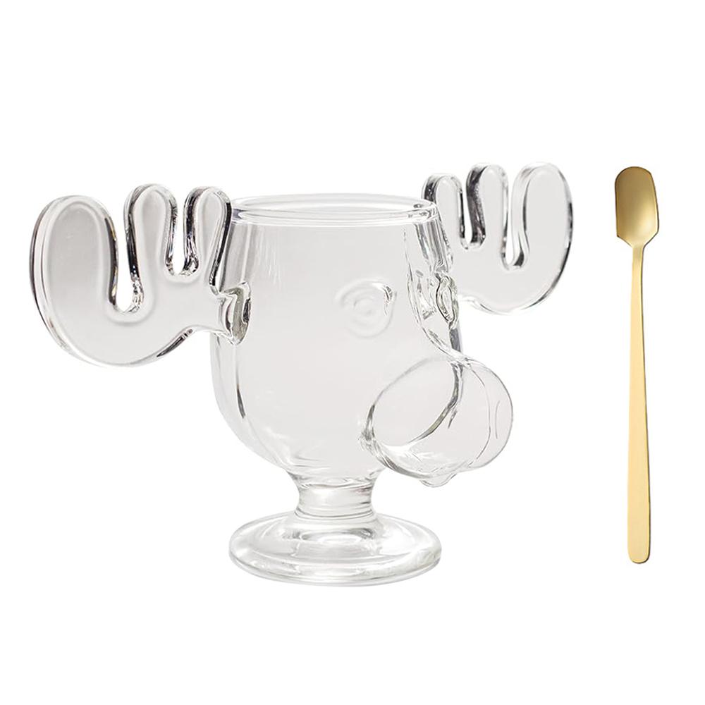 200ml Glass Cup for Tiki Creative Elk Cute Reindeer Mug Wine Beer Water Juice Milk Glasses Drinkware Shot Cups Christmas Gift