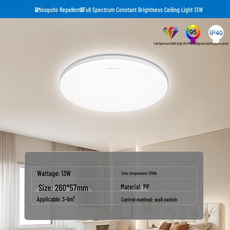 Three-Proof Minimalist Ceiling Light - Full Spectrum for Kitchen, Balcony, Bedroom