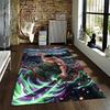 "Anime Warrior Carpet with Green Flame Sword and Dynamic Design" Suitable for use as an anti-slip for living room bedroom sofas