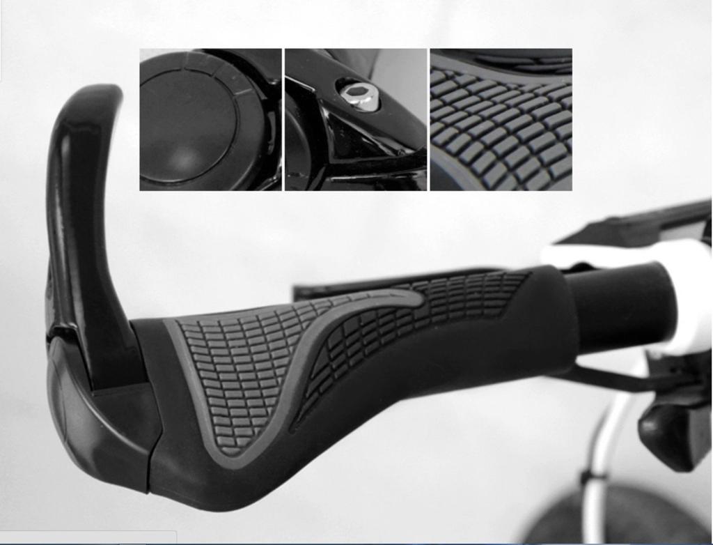 Ergonomisch gestaltete Fahrrad-MTB-Lenkergriffe mit breiten Griffenden zur Reduzierung der Belastung der Handfläche und verstellbarem Winkel, Typ lange Hörnchen