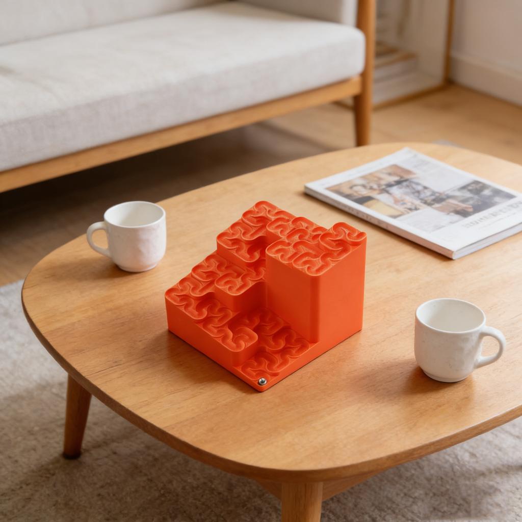 3D Printed Track With Hilbert Curve Design , Desktop Ornament