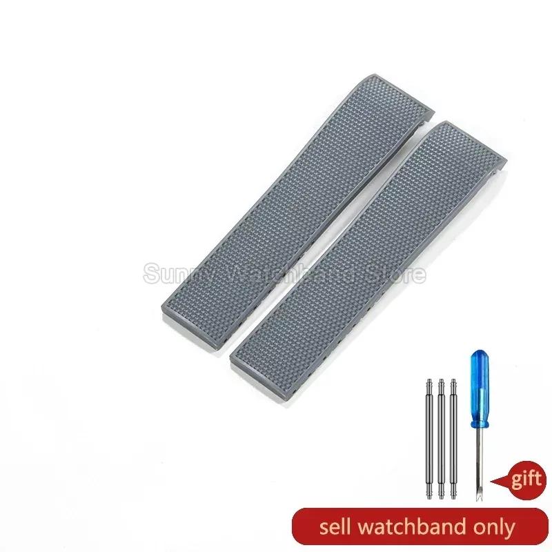 ONEFor Longines Conquest Watchbands Rubber Silicone Sports Non-Stick Gray Diving Men L3.742 642 781 782 Series 21mm AccessoriesMN