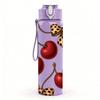 1PC Red Cherry Leopard Bow Layout 750ml Color Plastic Sports Water Bottle Leakproof Flip Straw Lid For Sports Office Home Use
