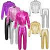 Dětské Dívčí Lesklý kovový kostým Taneční vystoupení Hip Hop Street Dance Dancewear Workout Tepláky