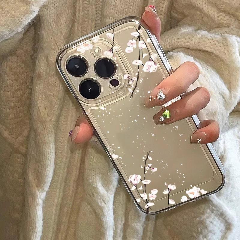 Transparent Flower Branch Phone Case For iPhone 16 15 14 Pro 13 12 11 Max Mini 7 8 Plus XR X XS SE2022 Shockproof Silicone Cover