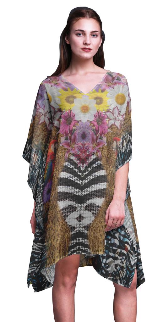 Phagun Damen Kaftan Urlaubs-Loungewear Midi-Kleid Strandüberwurf-4X-5X