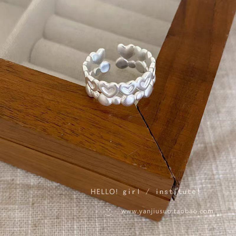 Red French Cute Girlish Bow Love Niche Design Alloy Ring Women'S Light Luxury High-End Sense