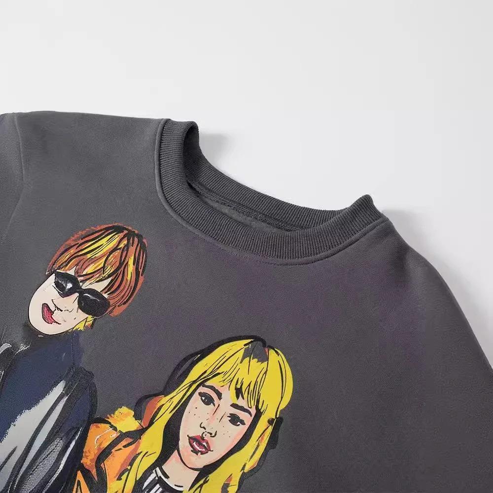 Frauen Sweatshirts 2024 Neue Mode Schönheit Mädchen Drucken Casual Sweatshirts Weibliche O Neck Hoodies Chic Pullover Tops