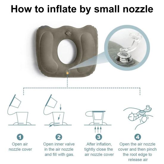 Inflatable Cushion Mid Hollow Anti-Decubitus for Hemorrhoids Flocked Buttock Cushion Fit Most Seats Home Supplies