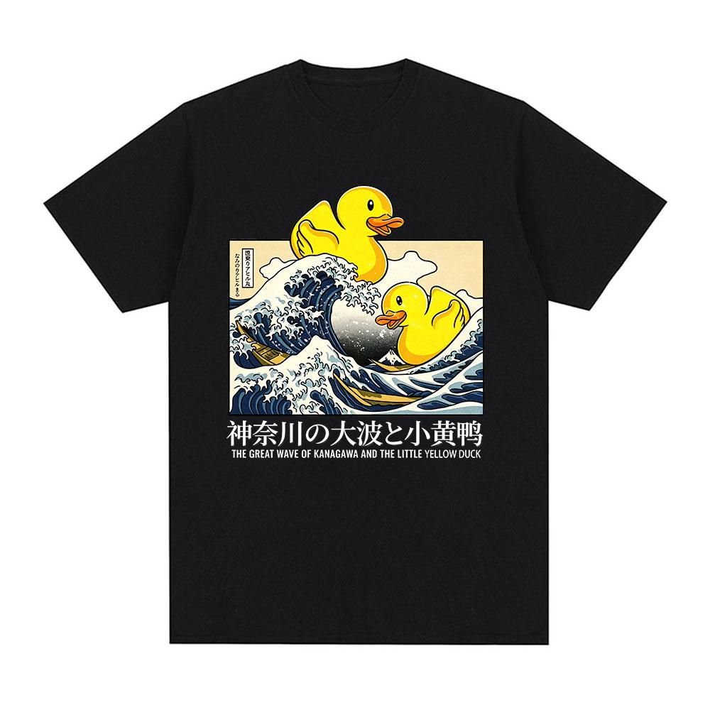 Great Wave Kanagawa Duck Funny Japanese Style TShirts Fashion Casual Cotton TShirt Unisexs Unisex Oversized Short Sleeve T Shirts