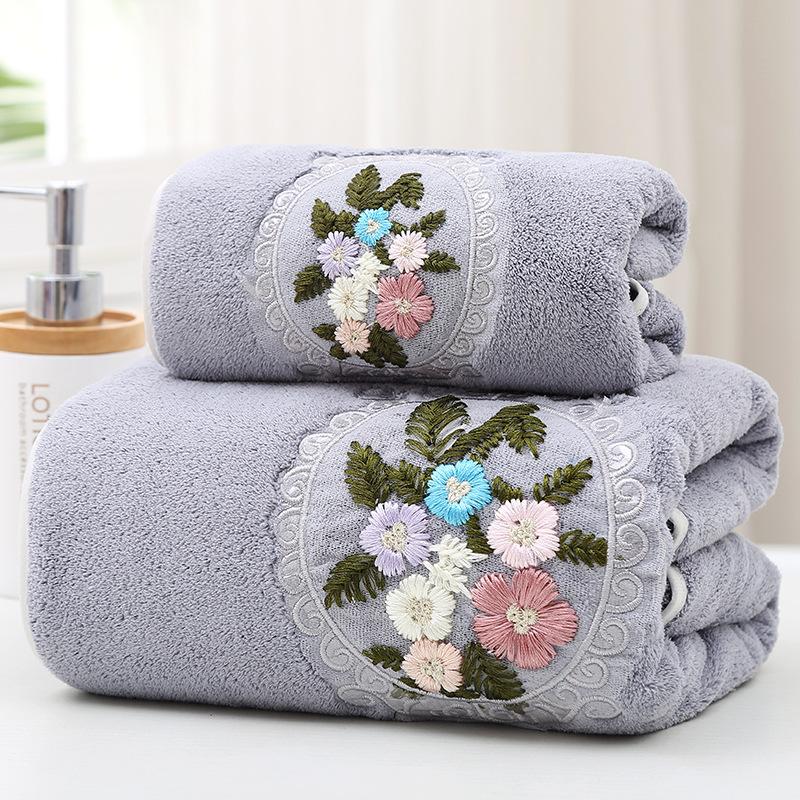 Floral Towel Soft and Absorbent Household Bath Towel, Bathroom Bath Towel, Face Towel, Washcloth,  Bathing, Seaside Bath Towel