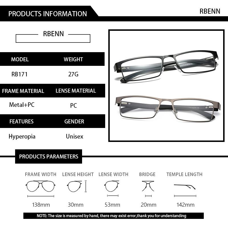 Highquality Metal Frame Men Reading Glasses Vintage Business Hyperopia Eyewear Male Reading Eyeglasses +1.0+1.5+2.0+2.5+3.0+4.0