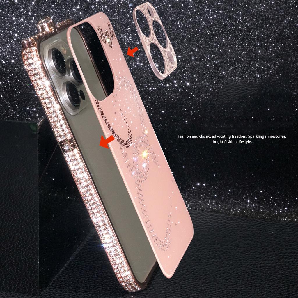 Colorful Diamond Border with Acrylic Material Lens Film Phone Case for iPhone 15 14 Plus 13 12 11 Pro Max XSMax 8 7 Plus Protective Cover