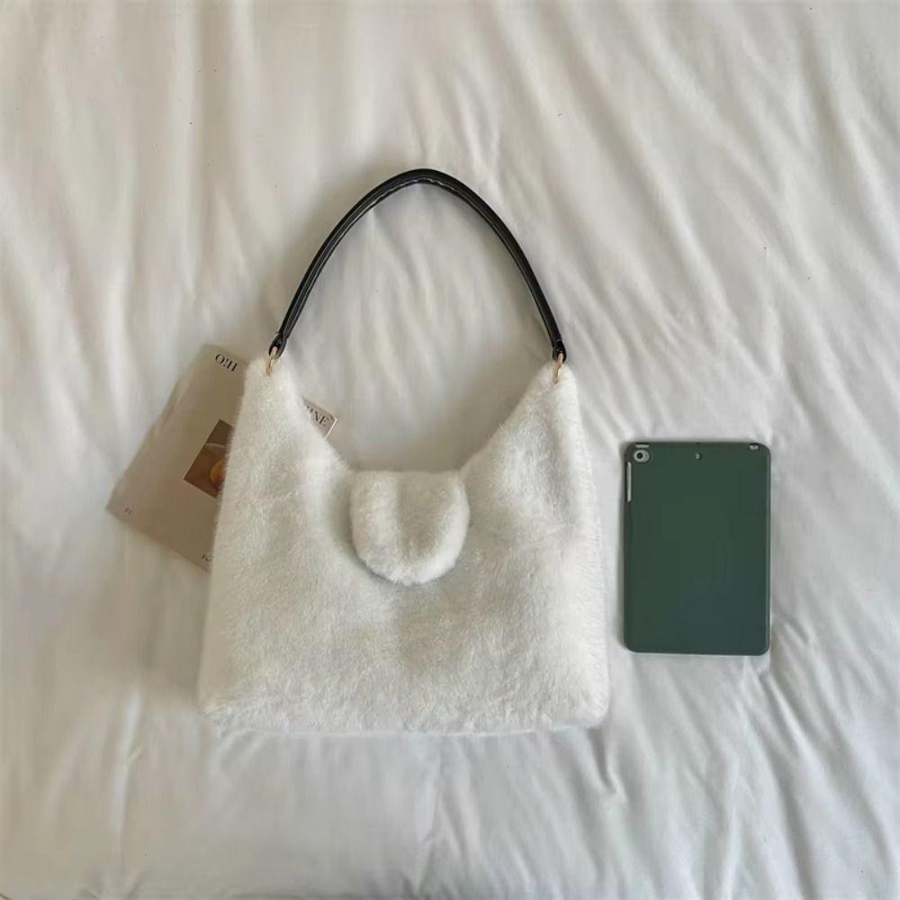 Deer Spot Fluffy Shoulder Bag Leopard Print Women Handbag Elegant Plush Tote Bag  Dating