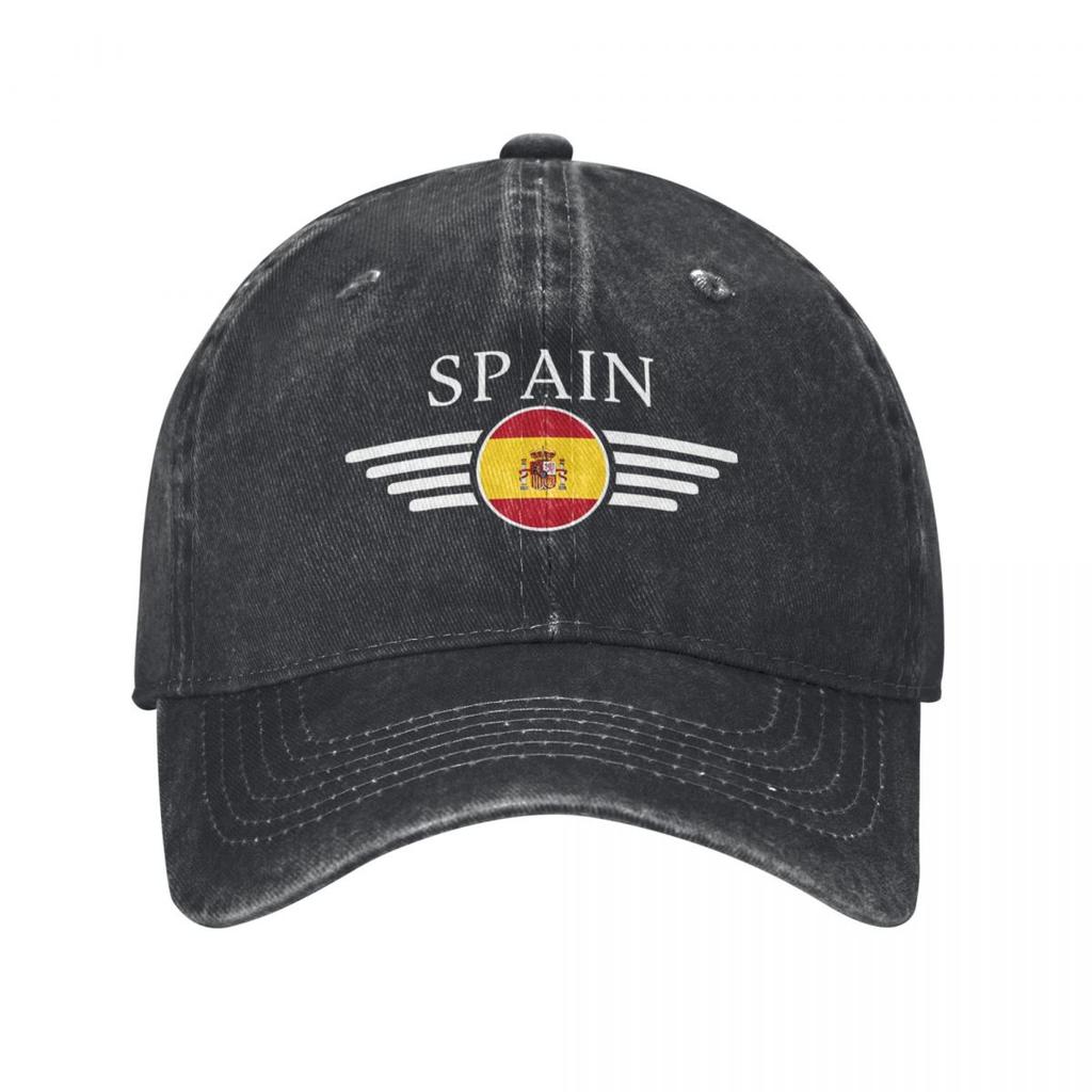 ESPANA Flaga Hiszpanii Wysokiej klasy Unisex Damska Czapka z Daszkiem Zniszczone Dżinsowe Czapki Kapelusz Vintage Outdoorowe Treningi Nakrycia Głowy