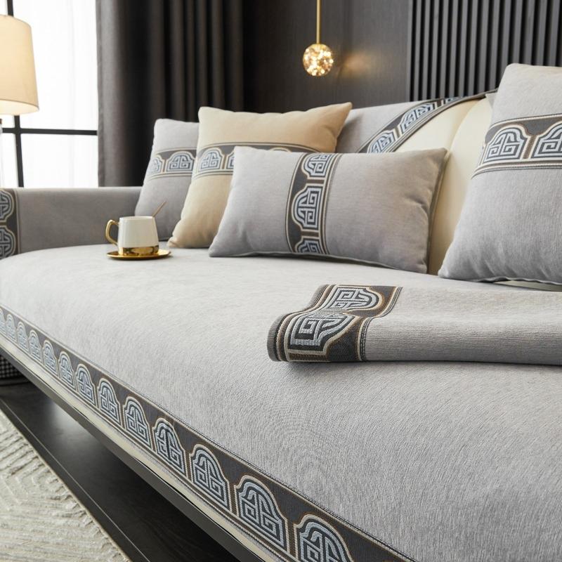 Vintage-Inspired Solid Chenille Sofa Cover for All Seasons Living Room Non-slip Sofa Seat Cover Couch Slipcover, Sofa Towel