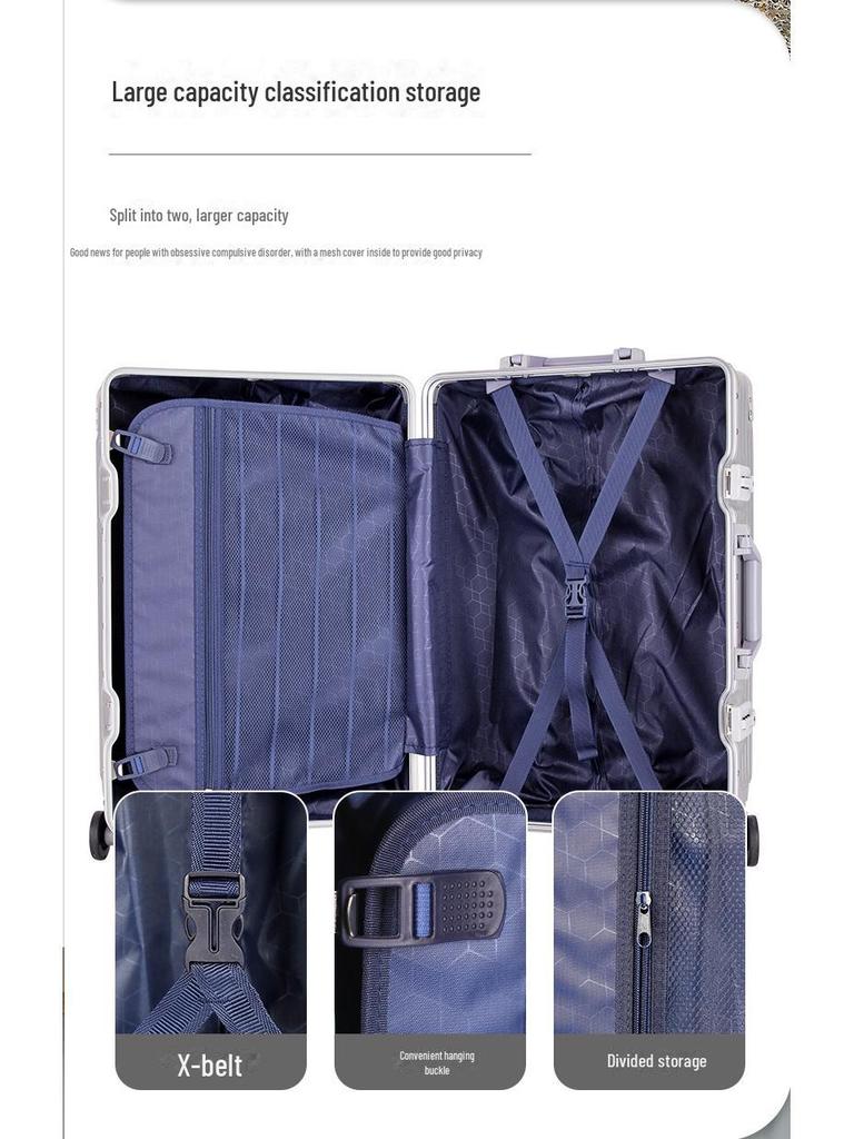 Yongsheng 26" Men's Aluminum Frame Suitcase with Universal Wheels, Sturdy, Anti-Fall; Includes 20" Password Boarding Case.