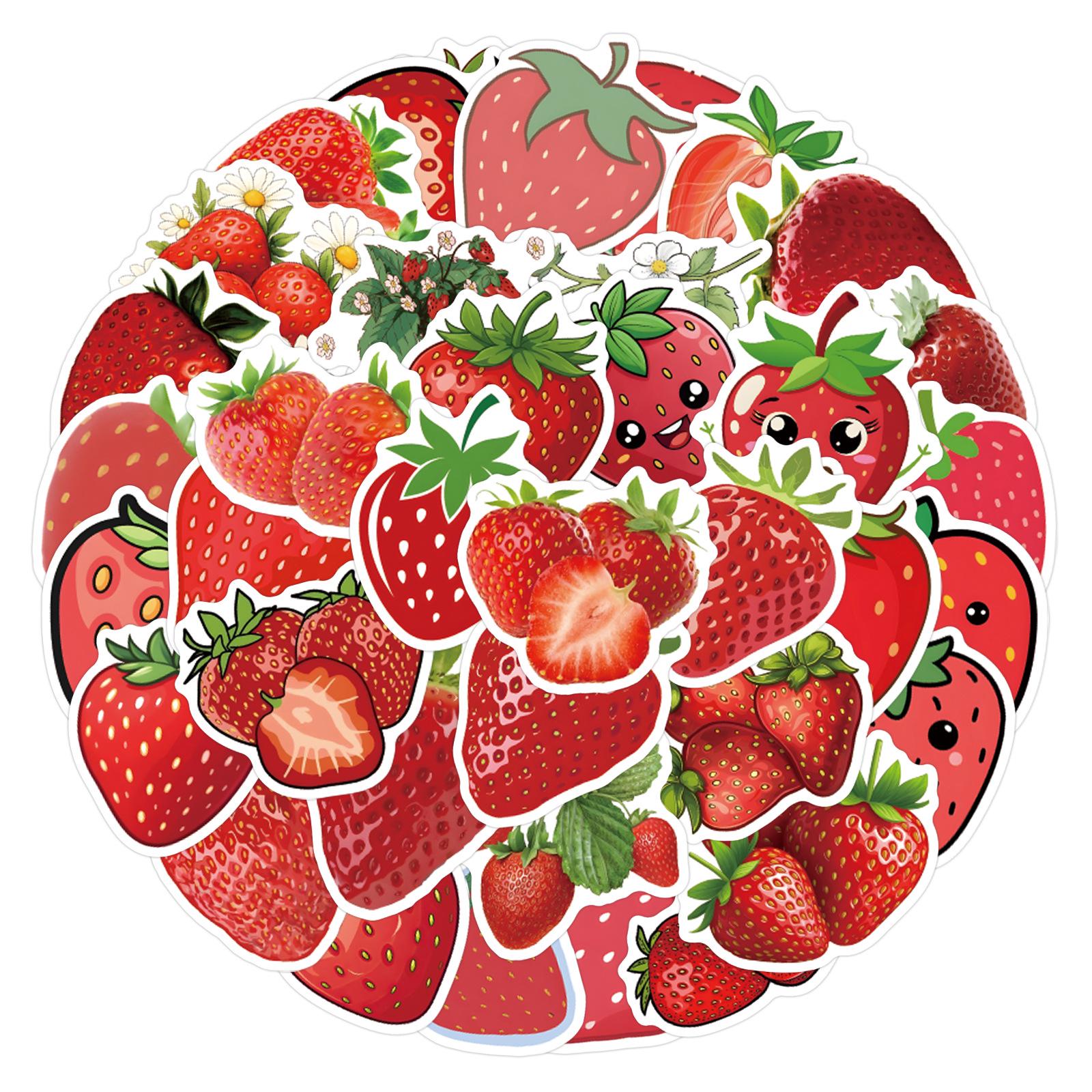 55 Pcs Strawberry Cartoons Graffiti Stickers: Waterproof Perfect for Skateboards and Decorations