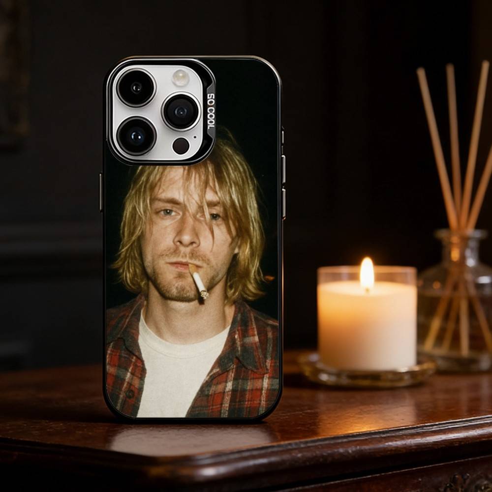 K-Kurt Singer C-Cobain Phone Case For iPhone 17 16 15 14 13 12 11 Pro Max Plus Silver Matte Black Cover