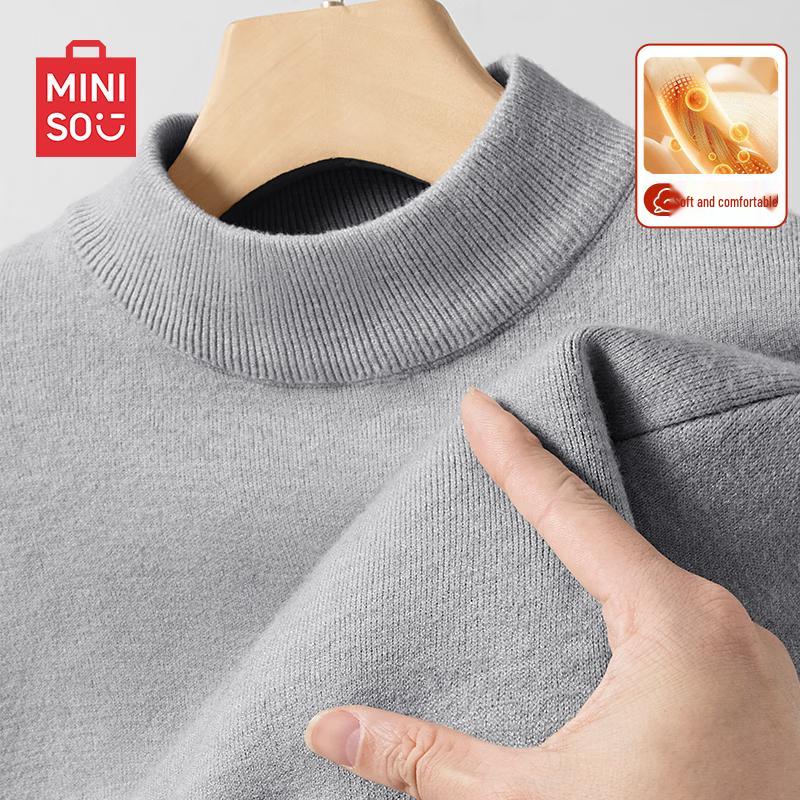 MINISO Men's Half-High Collar Knit Pullover Sweater