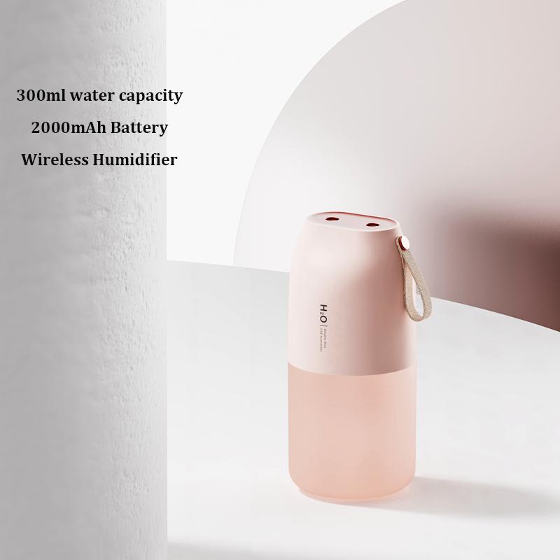 Portable Usb Rechargeable Wireless Air Humidifier Purifier With Led Lamp Dual Nozzle Mini Electric Aroma Water Diffuser For Car