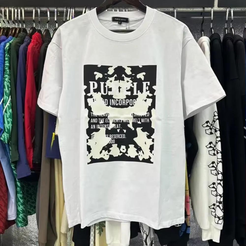 Purple Brand T Shirt Men Women Inset Crewneck Collar Regular Fit Cotton Print Tops US S-XL More Color