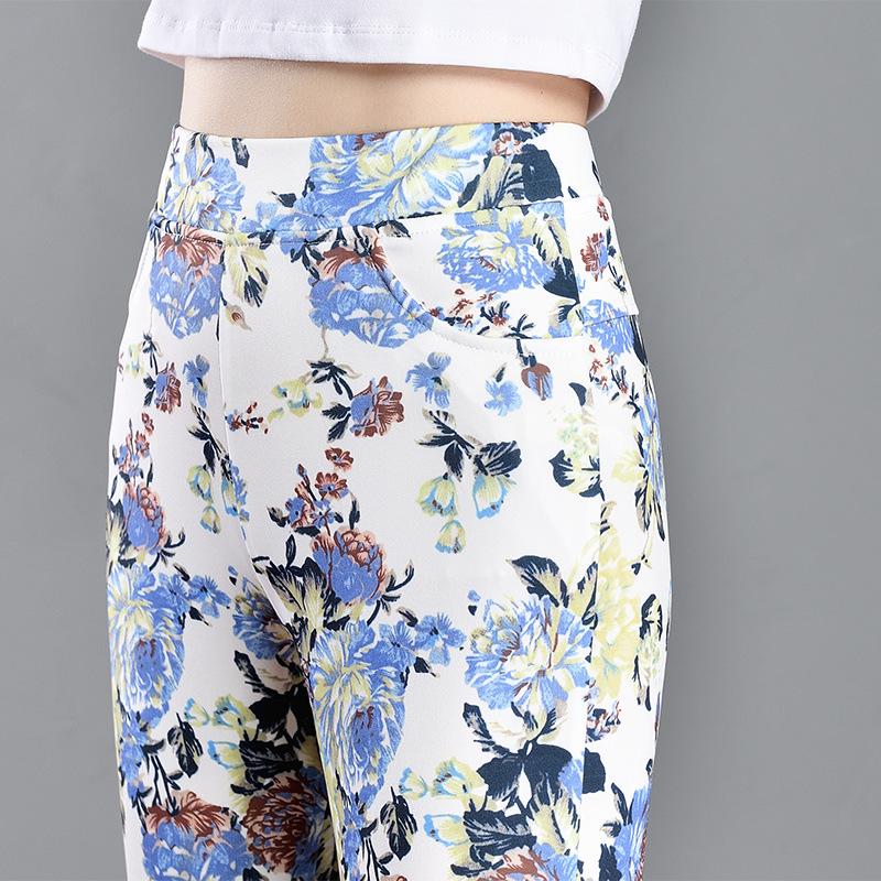 

2024 Autumn Trendy Green Floral Stretch Flare Pants: Slimming & Versatile S under 93 jin