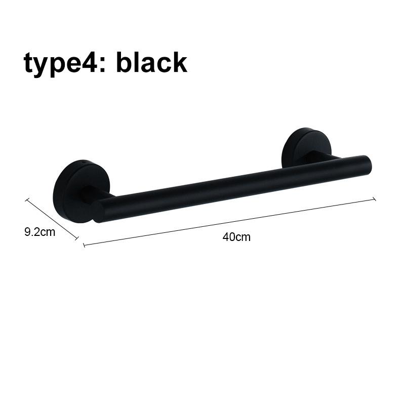 Bathroom Accessories Hardware Set Robe Hook Towel Rail Bar RackRound Black Stainless Steel Shelf Tissue Toilet Paper Holder DIY