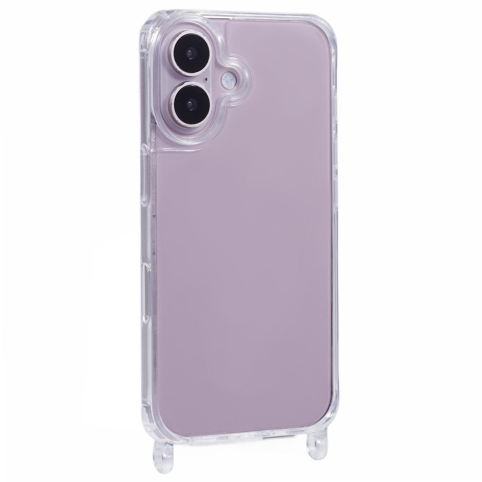 

For iPhone 16 Case PC+TPU 1.5mm Clear Phone Cover with Lanyard Holes A