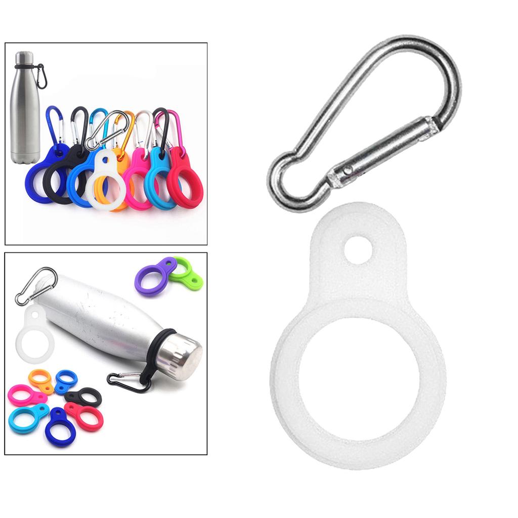 Confezione da 5 clip per bottiglia d'acqua, fibbia in silicone, per bottiglie d'acqua, con moschettone, adatto per viaggi, campeggio, attività all'aperto