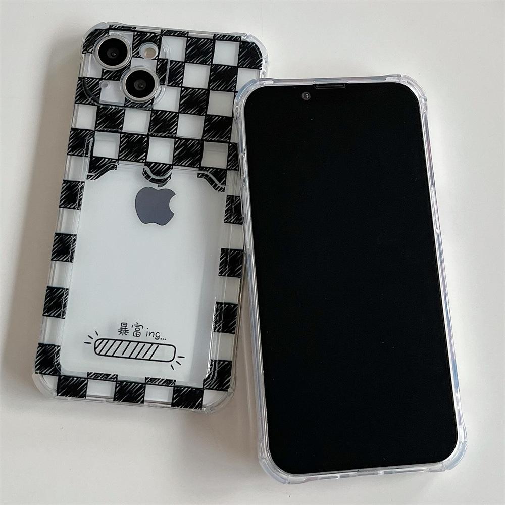 Checkerboard Card-Insertable iPhone 11/12 Pro Case for Women, Fits XR/XS Max.