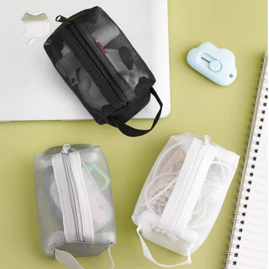 Mini transparent nätpåse med dragkedja: Förvaring med stor kapacitet för mynt, nycklar och läppstift