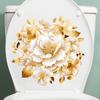 Badezimmer-WC-Aufkleber, modernes, minimalistisches goldenes Blumenmuster, selbstklebende Gemälde für Badezimmer-Wohndekorationen