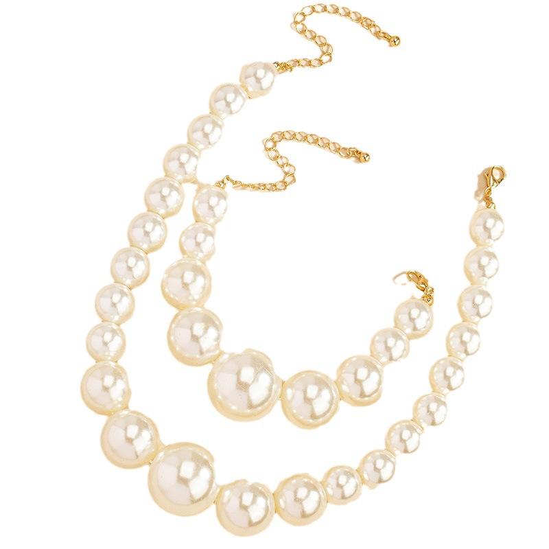 Freshwater Pearl Earrings Bracelet Necklace Set Female Niche Light Luxury Collarbone Chain