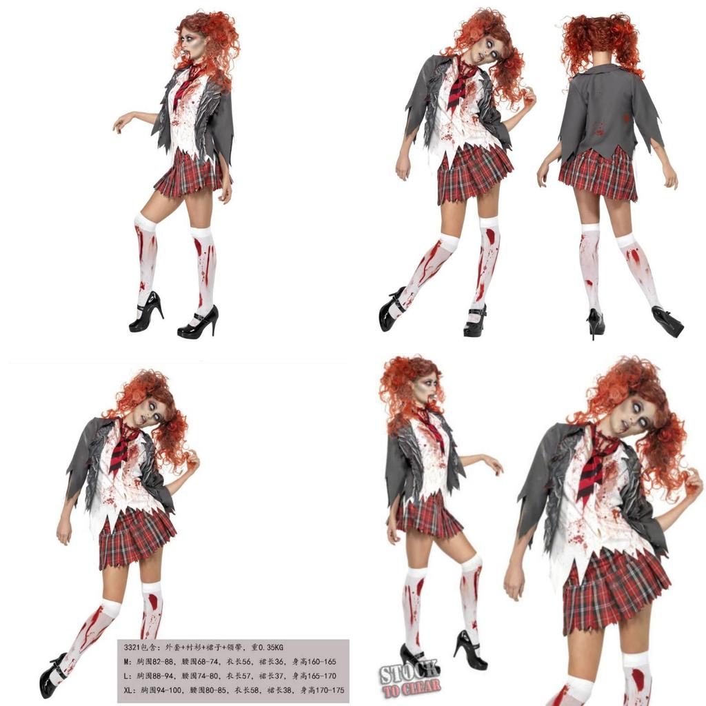 Costume da Studente Zombie per Halloween, Cosplay e Spettacoli Teatrali