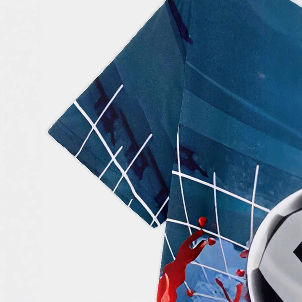 Summer Round Neck 3D Football Pattern Printed Top Fashionable Casual Short Sleeved Children's Boy T-shirts