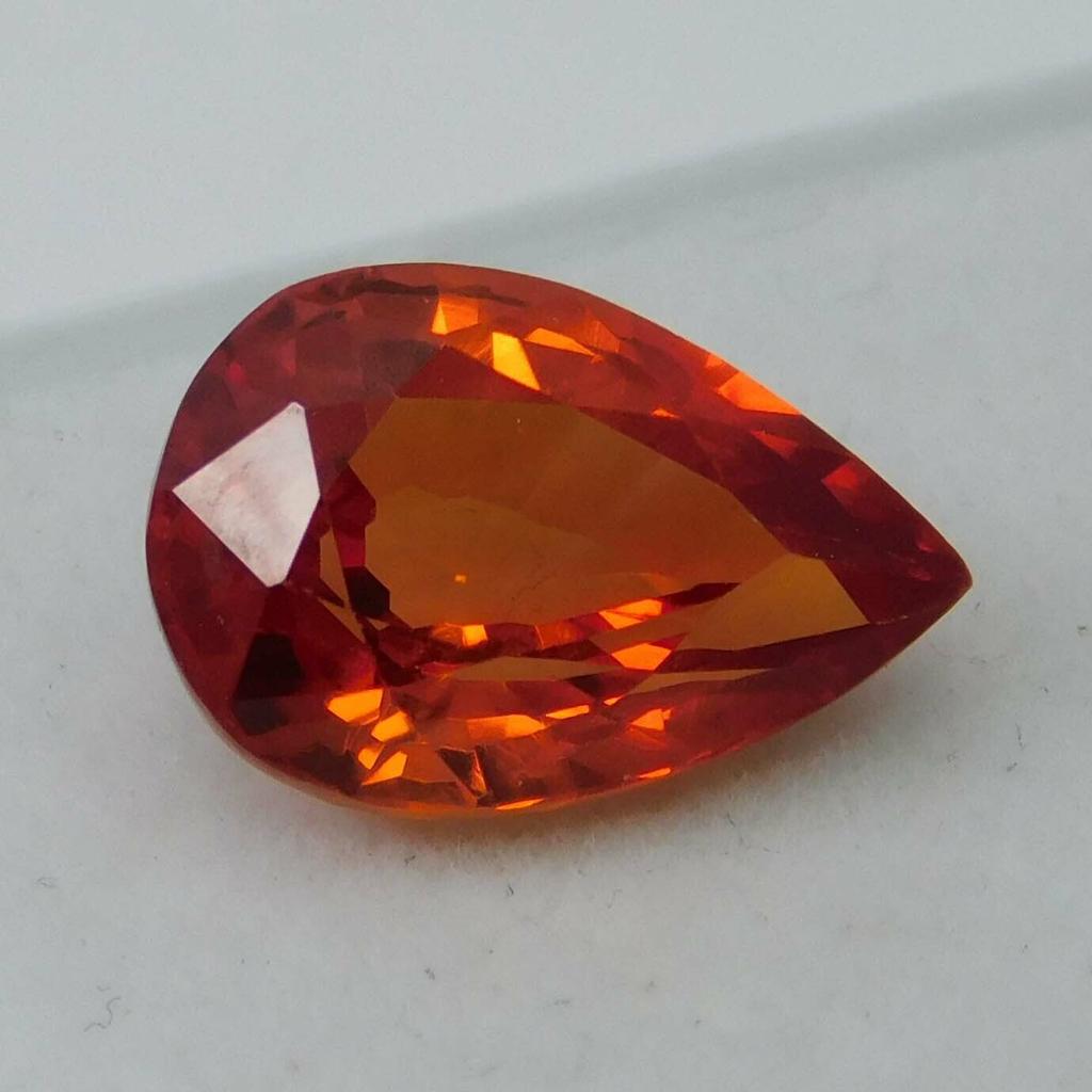 8.20 Ct Natural Ceylon SAPPHIRE Pear Shape Orange Color CERTIFIED Loose Gemstone
