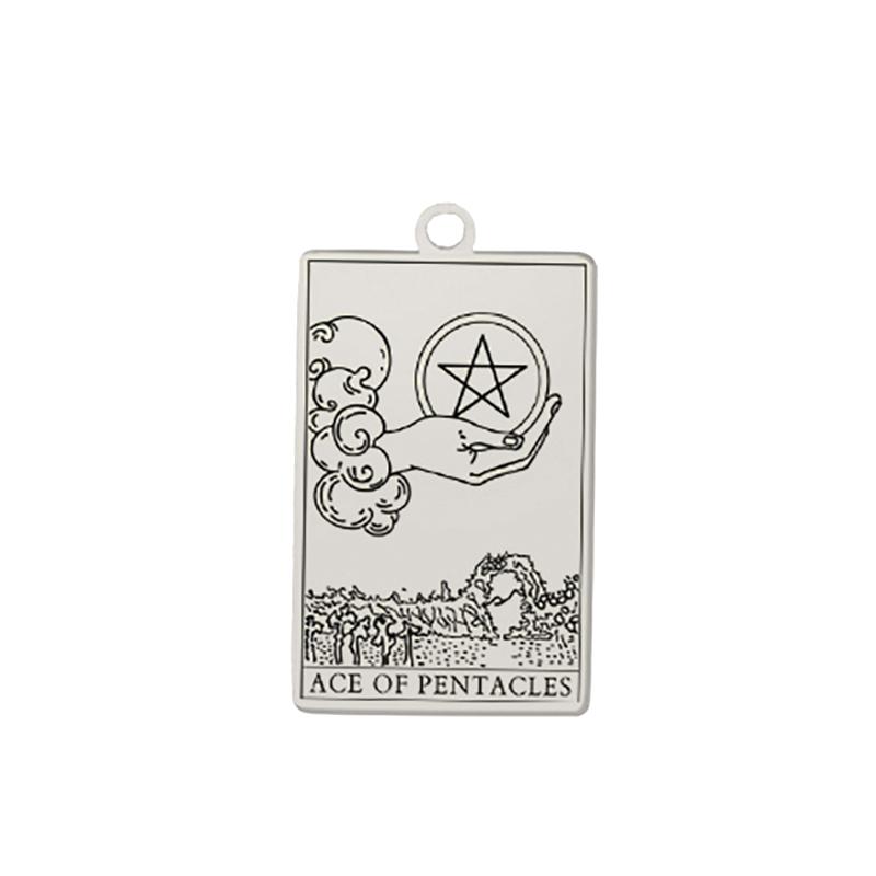 Dawapara Tarot Pendant for Necklaces Earings Suit of Pentacles Spiritual Jewelry Stainless Steel Charms for Jewelry Making