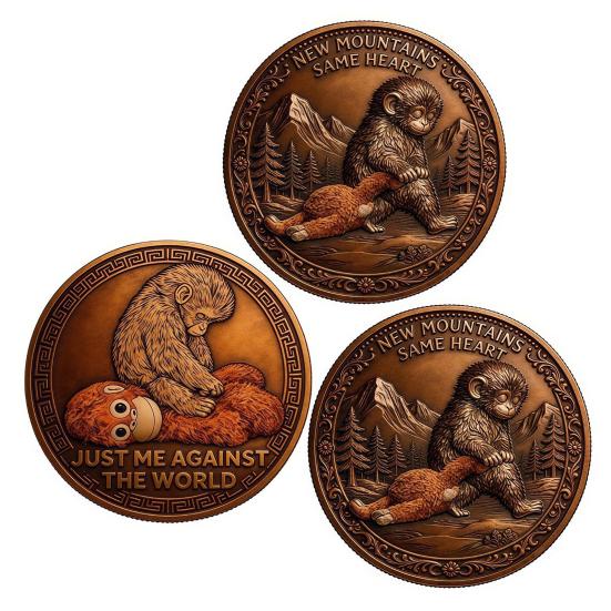 Emotional Support Coin Inspirational Monkey Challenge Pocket Coin Double?Sided Collectible Token for Friends Family Motivation Keepsake