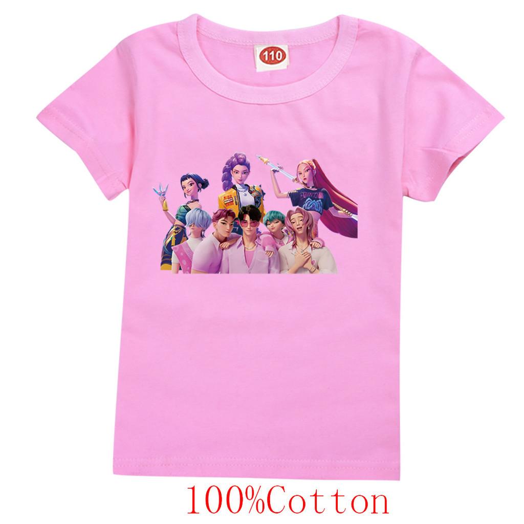

Kids Girls Anime Cartoon K-Pop Print Short Sleeves Cotton T-Shirt 120cm