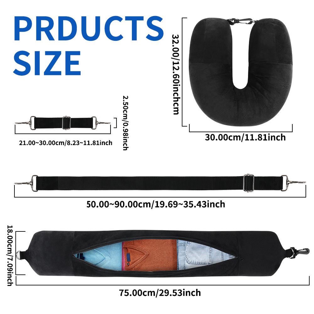 U-Shaped Travel Pillow, Refillable with Clothes And Daily Essentials, Essentials Car And Plane Trips,Travel Essentials