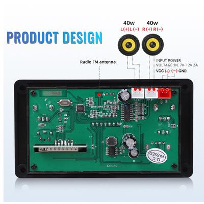 2*40W MP3 WAV Decoder Board Bluetooth 5.0 80W Amplifier Support USB TF FM Radio Mp3 Music Player Speaker Handsfree Car Audio