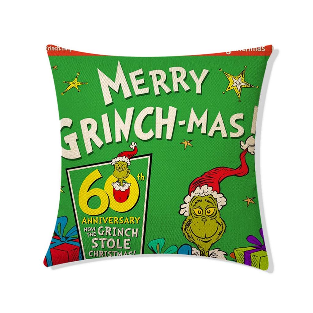 Christmas Happy Throw Pillow Cover, 18 X 18 Inch, Winter Holiday Cushion Cover Sofa Decor