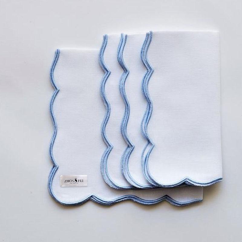 Custom Hemstitch 100% Linen Tables Napkins Alphabet Wedding Linen Napkins