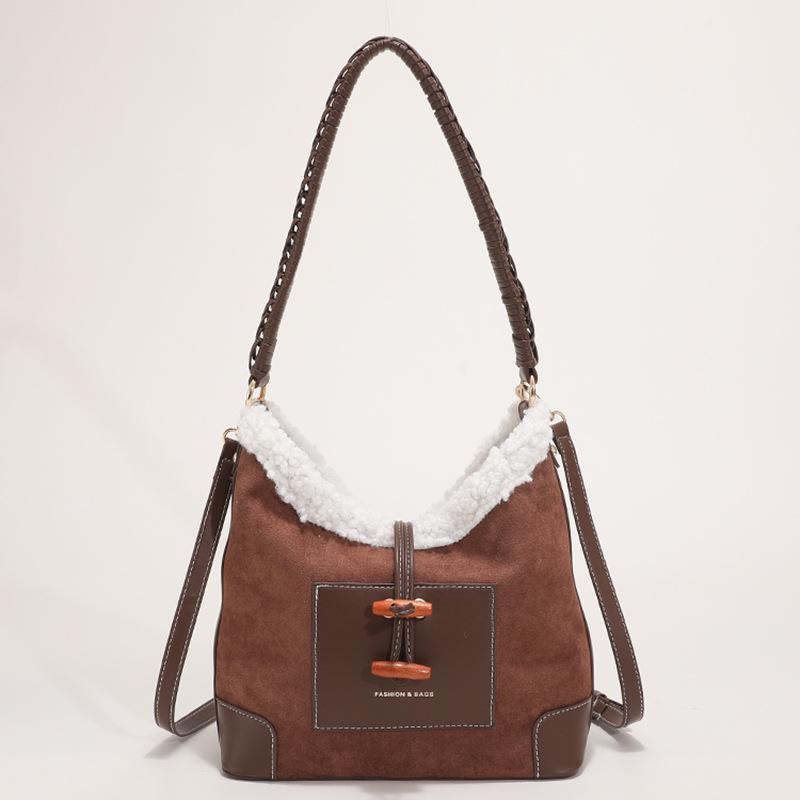 

Women s Retro Lambswool Crossbody Bag - Autumn/Winter Versatile Tote коричневый